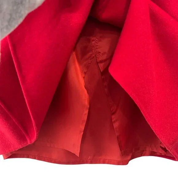 $635 NWOT Marina Rinaldi Red Midi Knee Length Wool Skirt size 27/XL/18